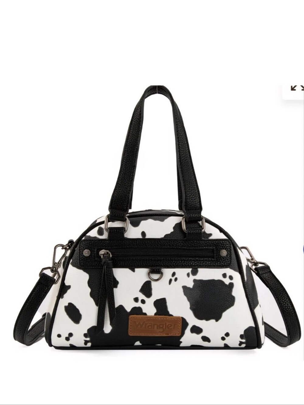 Wrangler Black and White Cow Print Satchel